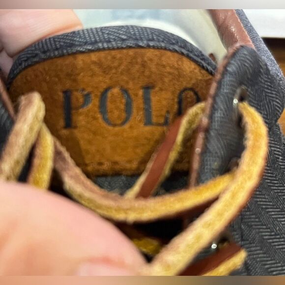 Polo Ralph Lauren Mens Navy Herringbone leather laces Size 8 - Picture 6 of 15